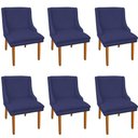 Ver imagem 1 de Kit 6 Cadeiras de Jantar Suede Azul Marinho Pés Palito