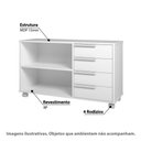 Ver imagem 2 de Balcão para Escritório com 4 Gavetas e Rodízios - Branco