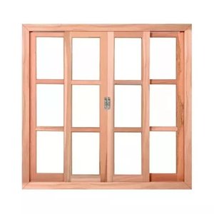 Janela Vitro de Madeira Eucalipto 100x120x14 Modelo Quadriculado