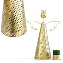 Ver imagem 4 de Anjo Natalino Vazado com Porta-Velas em Metal 30x19cm