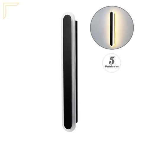 5 Arandela Acrilico Aluminio Preto Corredor Lavabo Lup97