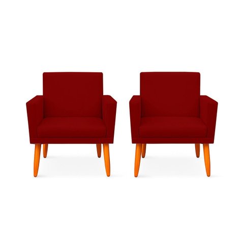 Kit 2 Poltrona Cadeira para Sala Confortável e Minimalista Paris em Suede