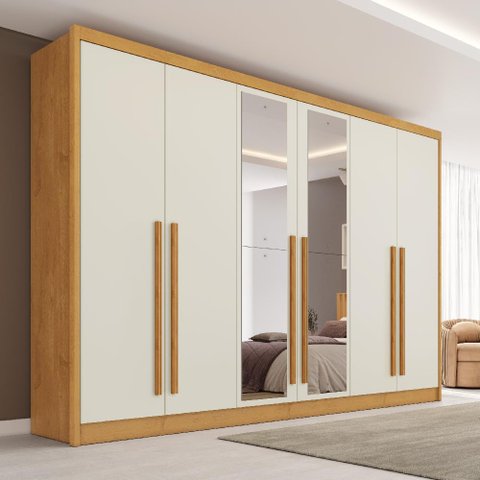 Guarda Roupa Valência 6 Portas 6 Gavetas Espelhado 100 % Mdf - Mademarcs