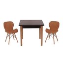 Ver imagem 1 de Conjunto Mesa de Jantar Juliette Preta 80cm com 2 Cadeiras Slim - Marrom