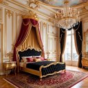 Ver imagem 3 de Cabeceira de Cama Queen Imperial Rainha Veludo Preto com Capitonê e Detalhes Dourado