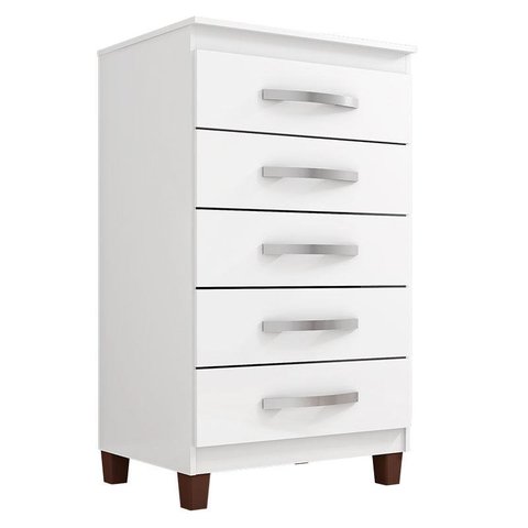Cômoda Cannes 5 Gavetas Branco - Incorplac