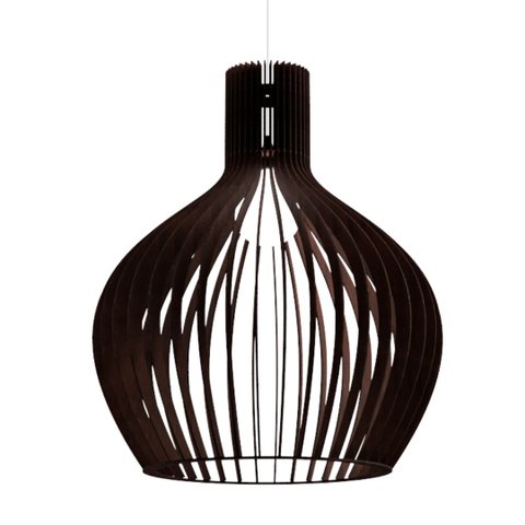Luminária Teto tipo Pendente ESTOCOLMO MDF - Completa - Cor: Marrom
