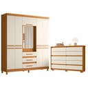 Ver imagem 1 de Guarda Roupa Casal New Fusion 10 Portas e Cômoda Duetto Cinamomo Off White - Móveis Albatroz