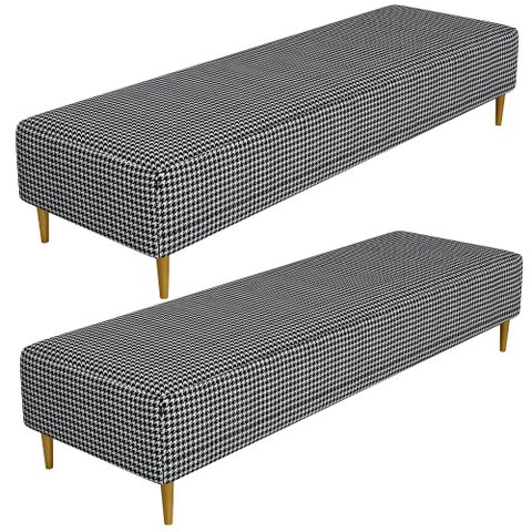 Kit 02 Puffs Decorativo Sala de Estar Bali W01 Pés Palito 210x60cm Pied Poule - Lyam Decor