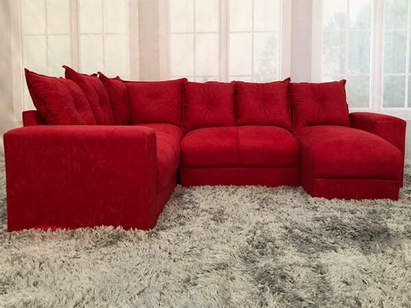 Sofá Canto com Chaise Vermelho 6 Lugares - 2