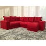 Sofá Canto com Chaise Vermelho 6 Lugares - 1
