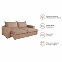 Ver imagem 3 de Sofa Cama Retratil 3 Lugares Milano Bege Design