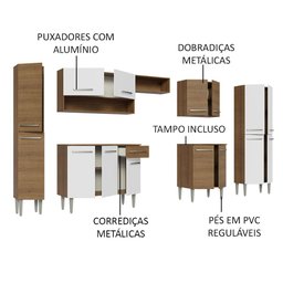 Armário de Cozinha Completa 325cm Rustic/Branco Emilly Madesa 02 - 5