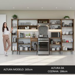 Armário de Cozinha Completa 325cm Rustic/Branco Emilly Madesa 02 - 6