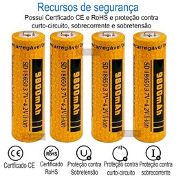 Kit 4 Pilhas Recarregáveis 18650 3.7v - 4.2v 9800mah | Bateria de Controle, Lanterna, Radios, Brinqu - 2