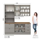 Ver mais imagens de Cozinha Compacta Americana 3 Peças 7 Portas 6 Prateleiras MDF 191,5cm Cinza Nature