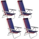 Ver imagem 1 de Kit 04 Cadeiras de Praia Reclinável Tramontina Bali Baixa Alumínio Assento Azul e Laranja 92900100