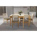 Ver imagem 1 de Conjunto Mesa Mira Premium Madeira Maciça C/ Tampo Madeirado C/ Vidro 160x90cm e 6 Cadeiras Lara