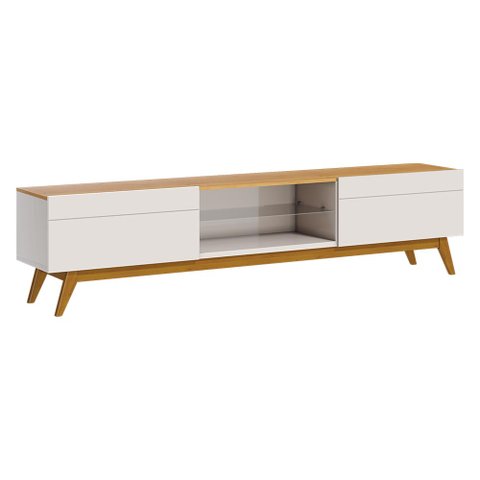 Rack Bancada 2 Gavetas 180cm Amy Off White/Nature - Gran Belo