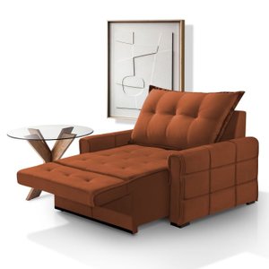 Poltrona do Papai Retrátil e Reclinável Dubai 1,10m Veludo Terracota - Fortbello Estofados