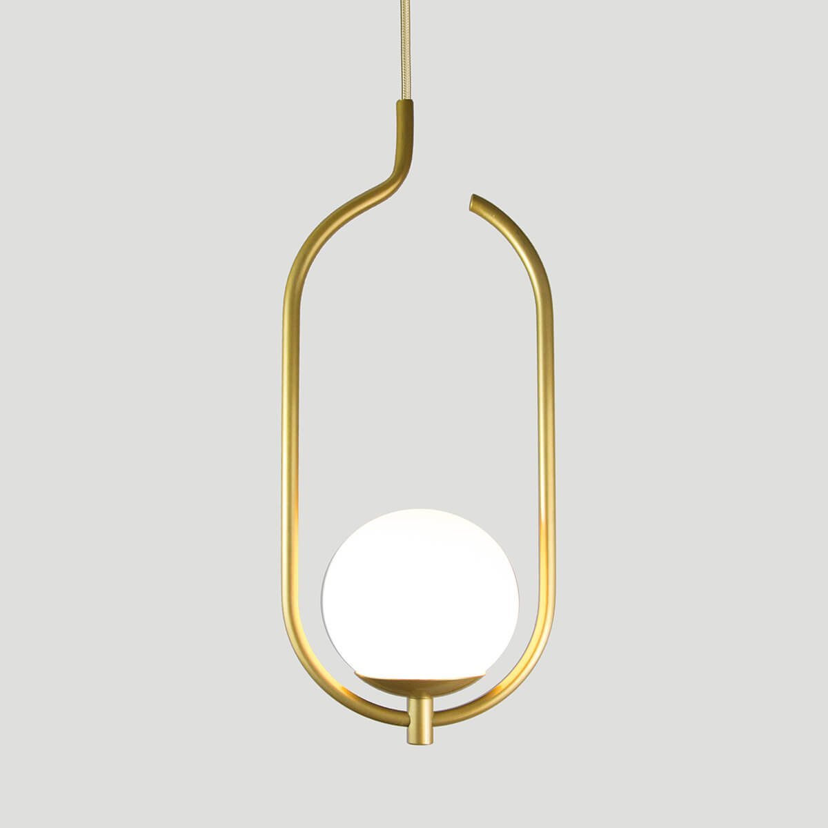 Lustre Pendente On Clip - Ouro com Globo de Vidro Branco - 4125-14-br - 2