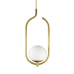 Lustre Pendente On Clip - Ouro com Globo de Vidro Branco - 4125-14-br - 1