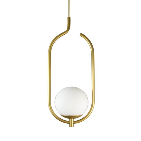 Lustre Pendente On Clip - Ouro com Globo de Vidro Branco - 4125-14-br