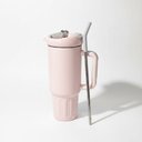 Ver imagem 1 de Copo Térmico 1200ml Ms-972 Inox Portátil Garrafa Inoxidável com Tampa 2 Funções e Canudo Inox:Rosa B