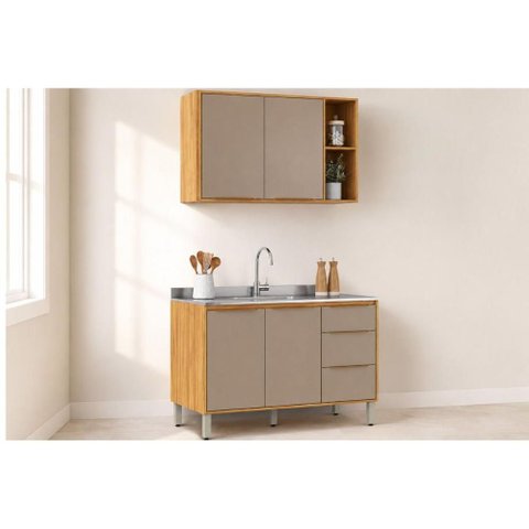 Cozinha Completa 2 Peças Plena CZ472 Cinamon/Nude Demóbile