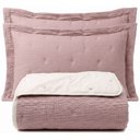 Ver imagem 1 de Kit Cobre Leito Clássico Queen Percal 300 Fios Colcha Dupla Face Bicolor Premium 3 Peças Malva