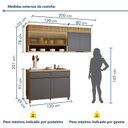 Ver imagem 3 de Cozinha Completa Modulada 3 Peças 5 Portas 2 Gavetas 100% MDF Realeza Premium Cinza/Carvalho/Titânio