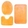 Jogo de Tapetes Banheiro 3 Pçs Liso Aveludado Antiderrapante:Caramelo - 1