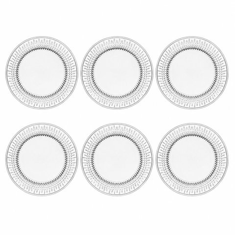 Jogo de 6 Pratos para Sobremesa Prisma em Cristal Ecologico 18,5cm Mesa Posta Full Fit