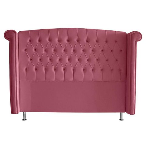 Cabeceira de Cama Box Toquio King 195 Cm Suede Rosa Bebê do Lar Móveis e Decoração