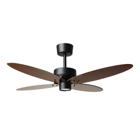Ventilador de Teto Maiorca Preto Fosco 4 Pás Tabaco Led 16w 3000k 127v Tron