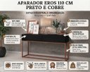 Ver imagem 2 de Aparador Buffet Bancada Eros 110cm Preto Fosco 2 Gavetas para Recepção Escritorio Pé de Ferro Cobre