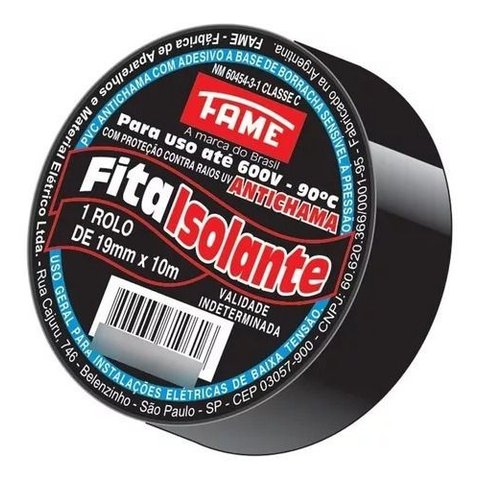 Fita Isolante Anti Chama Fame 19mm X 10m Classe C 5 Unidades Preto