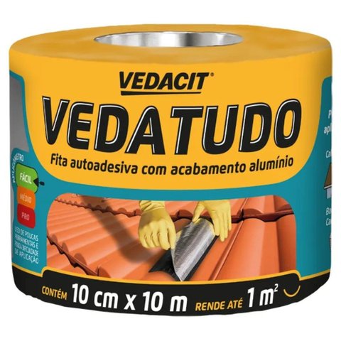 Fita Autoadesiva Multiuso Alumínio Vedatudo 10cmx10m Vedacit
