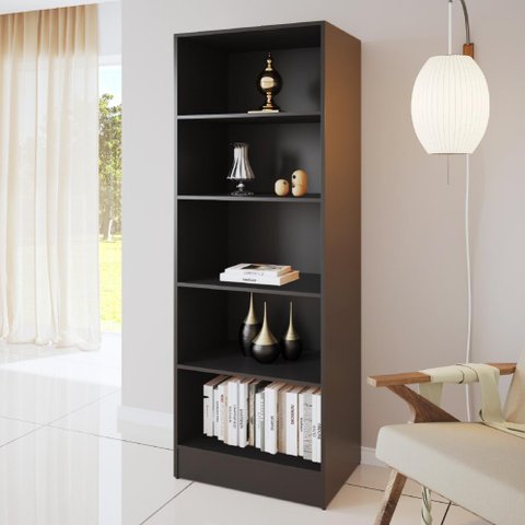 Estante Livreiro Multiuso Mirage 4 Prateleiras 1,77m Preto Viero