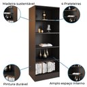 Ver imagem 5 de Estante Livreiro Multiuso Mirage 4 Prateleiras 1,77m Preto Viero