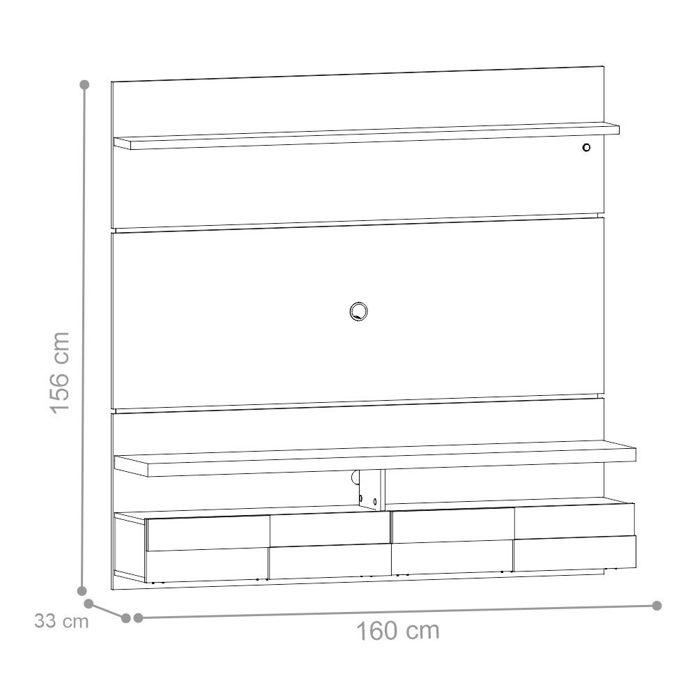 Painel para TV com Portas e LED Verena 1.6 Off White Savana - 2