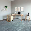 Ver imagem 1 de Mesa Escritório C/ Gaveteiro Mesa Auxiliar e Prateleiras Mdf Cor:off White com Freijó