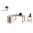 Ver imagem 2 de Mesa Escritório C/ Gaveteiro Mesa Auxiliar e Prateleiras Mdf Cor:off White com Freijó