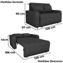 Ver imagem 3 de Sofa Cama 2 Lugares 138 Cm Amora Linho Vancouver Milani Store Chumbo