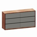 Ver imagem 2 de Cômoda para Quarto com 6 Gavetas 180 Cm 100% Mdf Casa Lar Cor:nogueira Cadiz com Cinza Sagrado