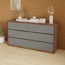 Ver imagem 1 de Cômoda para Quarto com 6 Gavetas 180 Cm 100% Mdf Casa Lar Cor:nogueira Cadiz com Cinza Sagrado