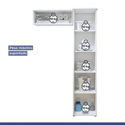 Lavanderia Modulada Bauru 1 Armário Multiuso e Armário Aéreo Branco Kaiki Móveis - 11