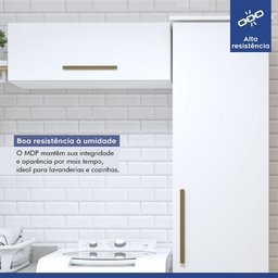 Lavanderia Modulada Bauru 1 Armário Multiuso e Armário Aéreo Branco Kaiki Móveis - 9