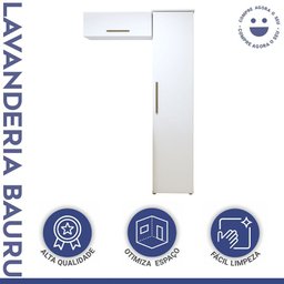 Lavanderia Modulada Bauru 1 Armário Multiuso e Armário Aéreo Branco Kaiki Móveis - 5