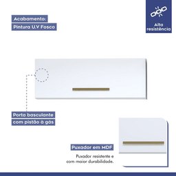 Lavanderia Modulada Bauru 1 Armário Multiuso e Armário Aéreo Branco Kaiki Móveis - 7